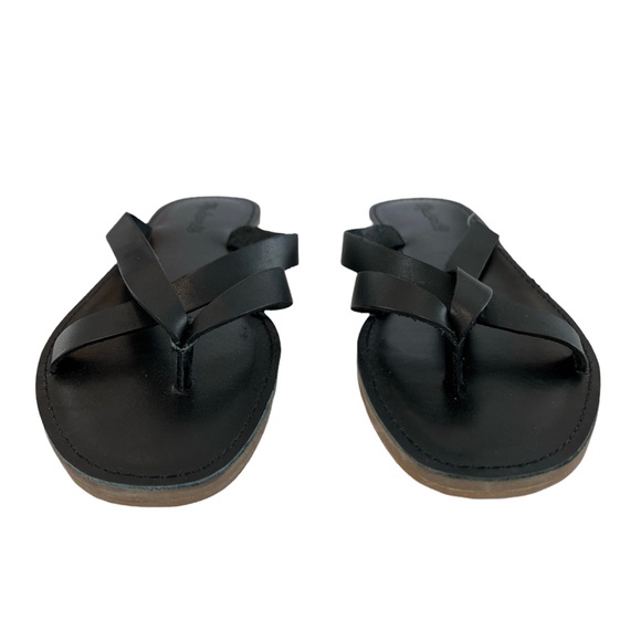 Madewell The Boardwalk Thong in Leather True Black Size 8.5 - Picture 5 of 13